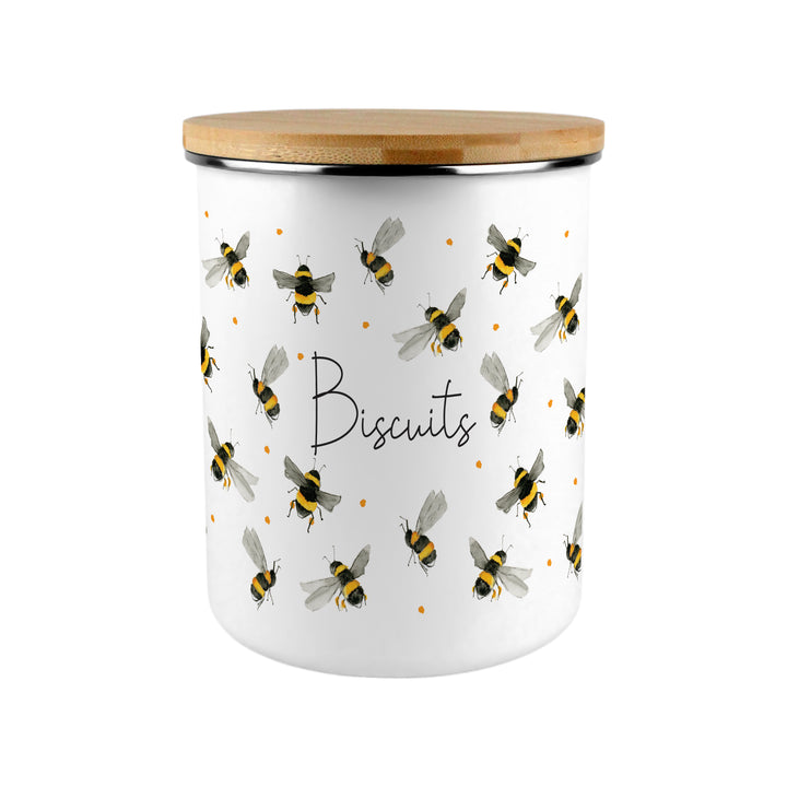 Purely Home Scattered Bees Enamel Biscuit Canister