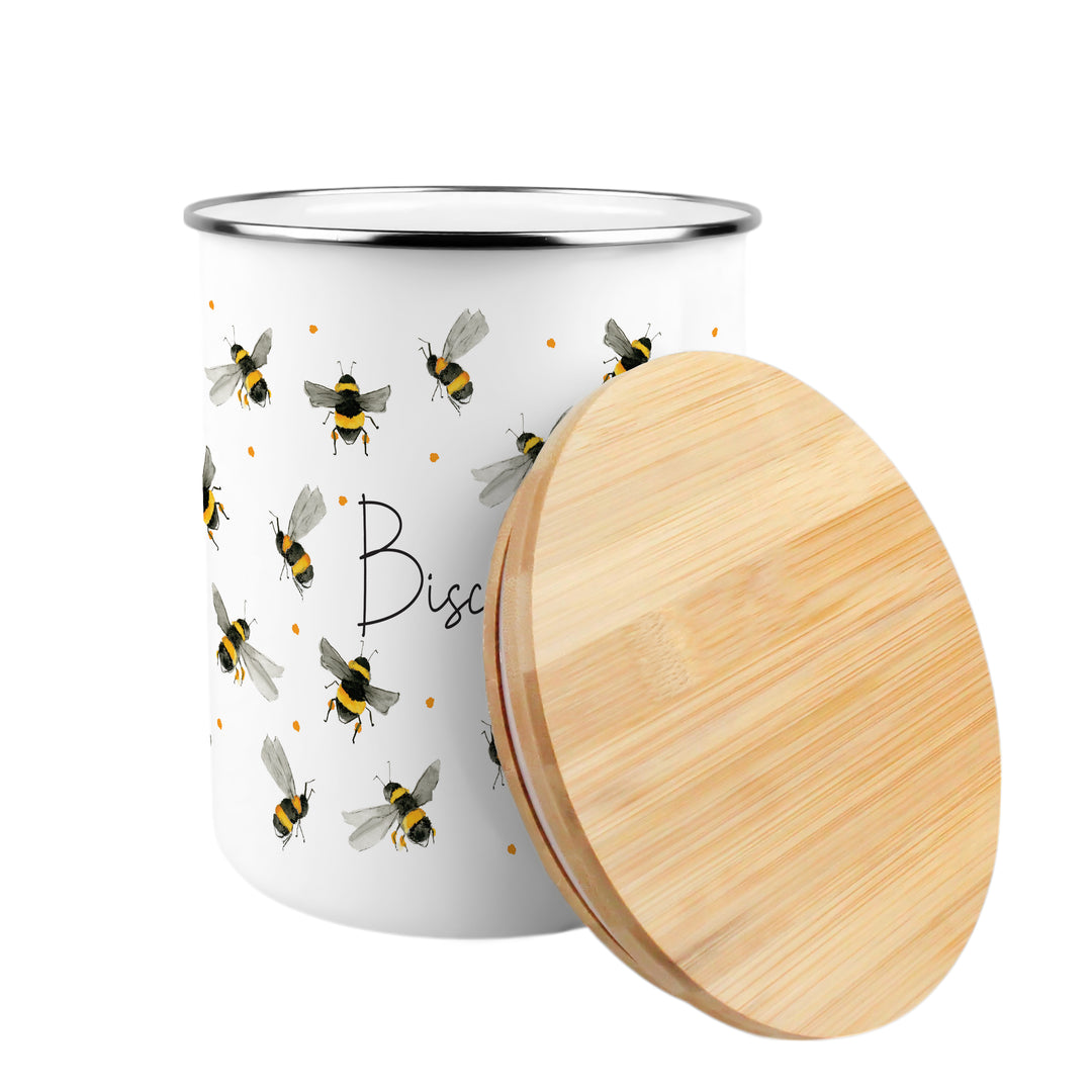 Purely Home Scattered Bees Enamel Biscuit Canister