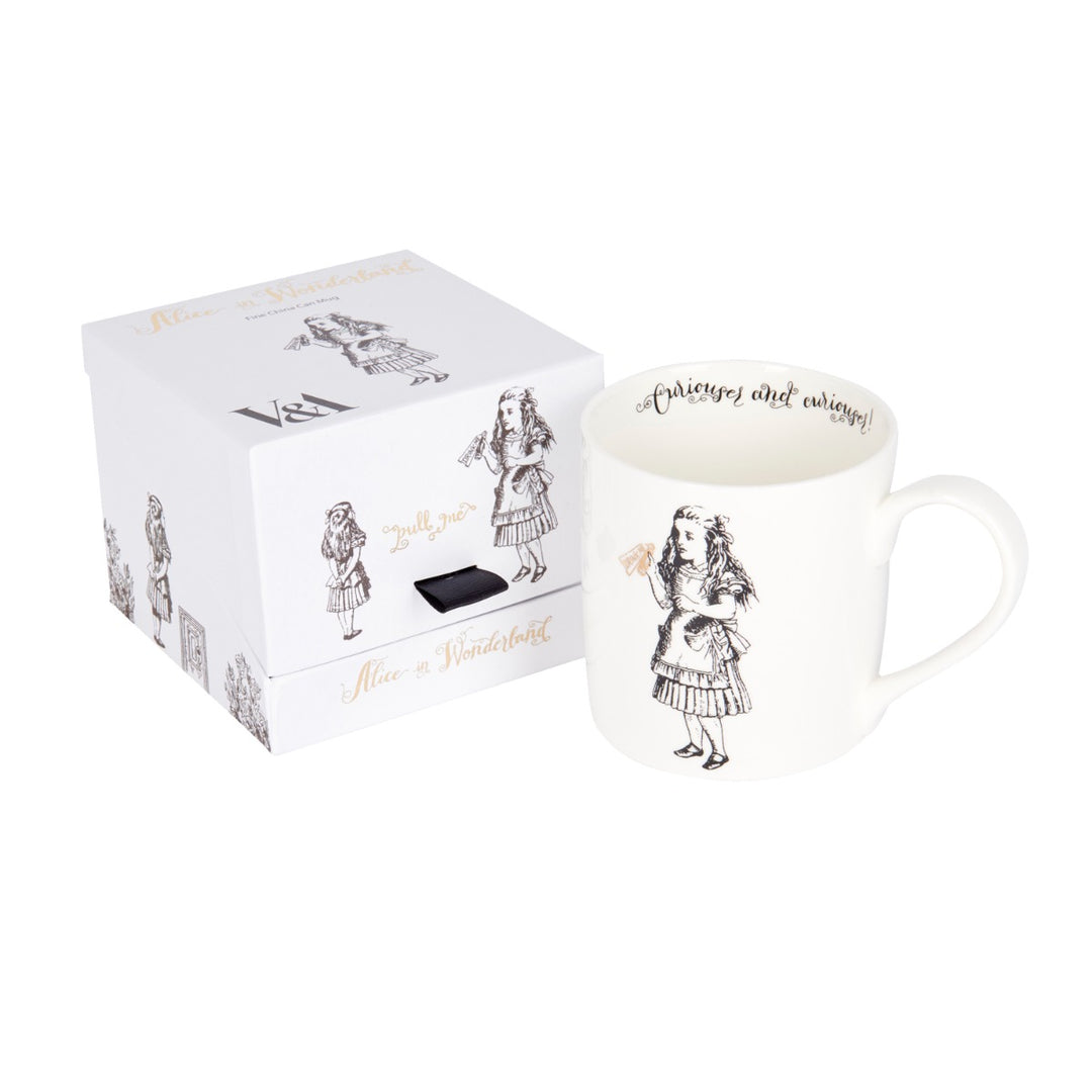 gift boxed tea mug with alice in wonderland illustrations