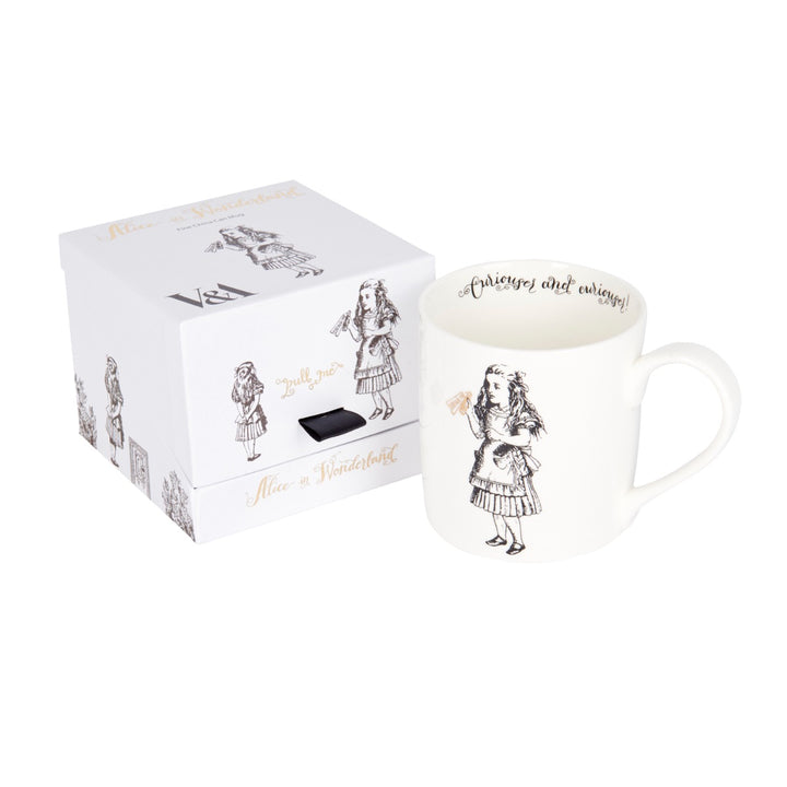 gift boxed tea mug with alice in wonderland illustrations
