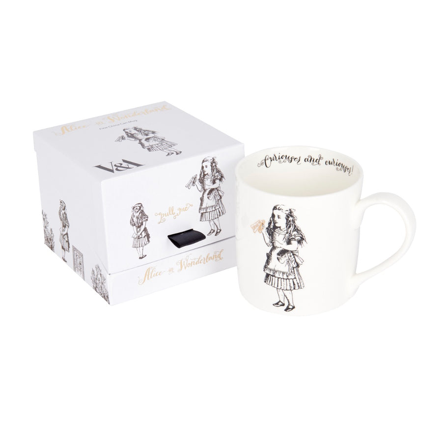 gift boxed tea mug with alice in wonderland illustrations