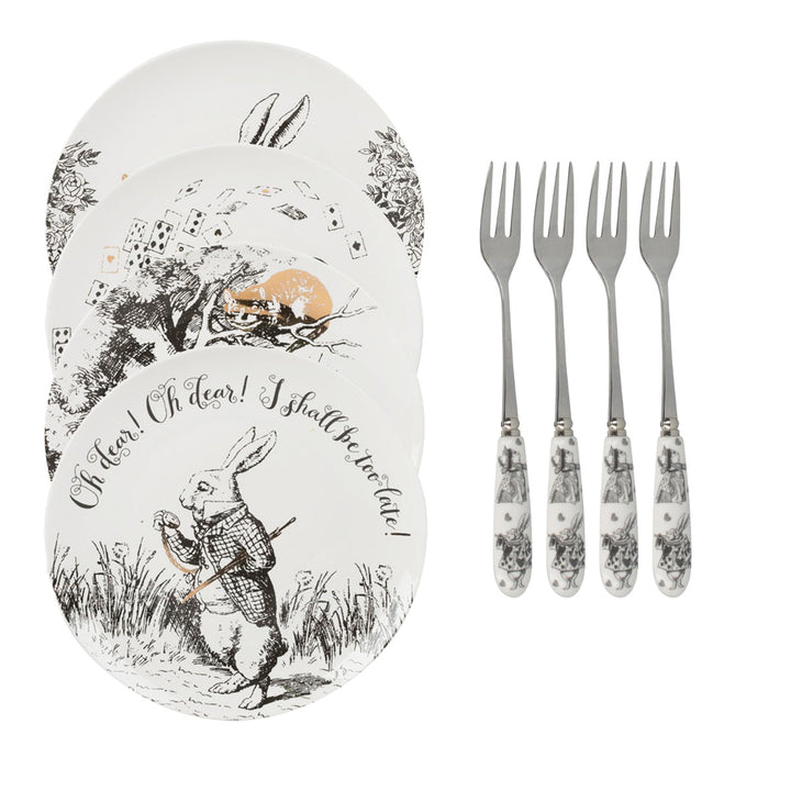 Victoria & Albert Alice in Wonderland Cake Plates & Forks Set