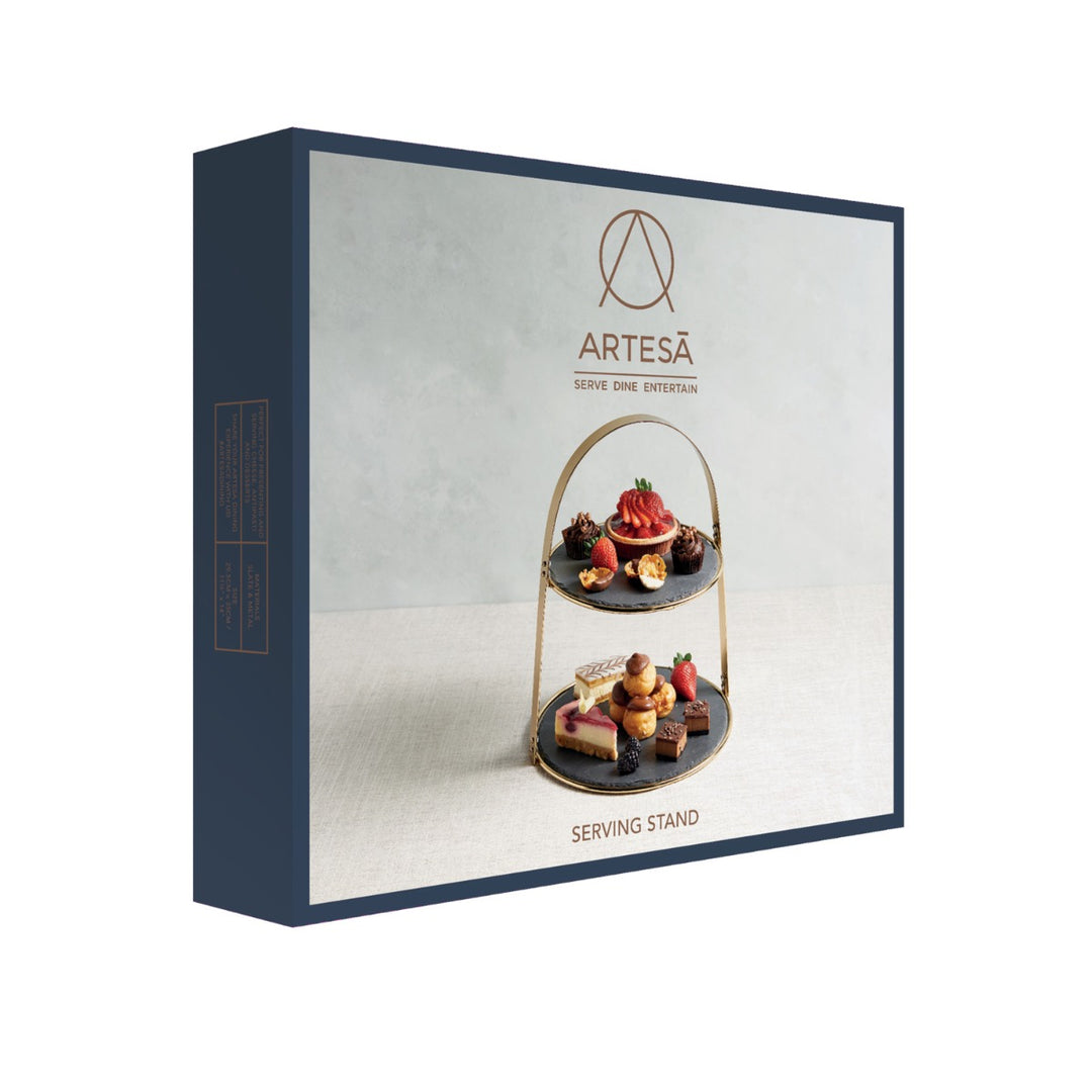Artesà Brass & Slate Two-Tier Serving Stand