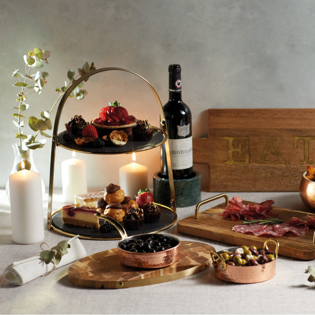 Artesà Brass & Slate Two-Tier Serving Stand