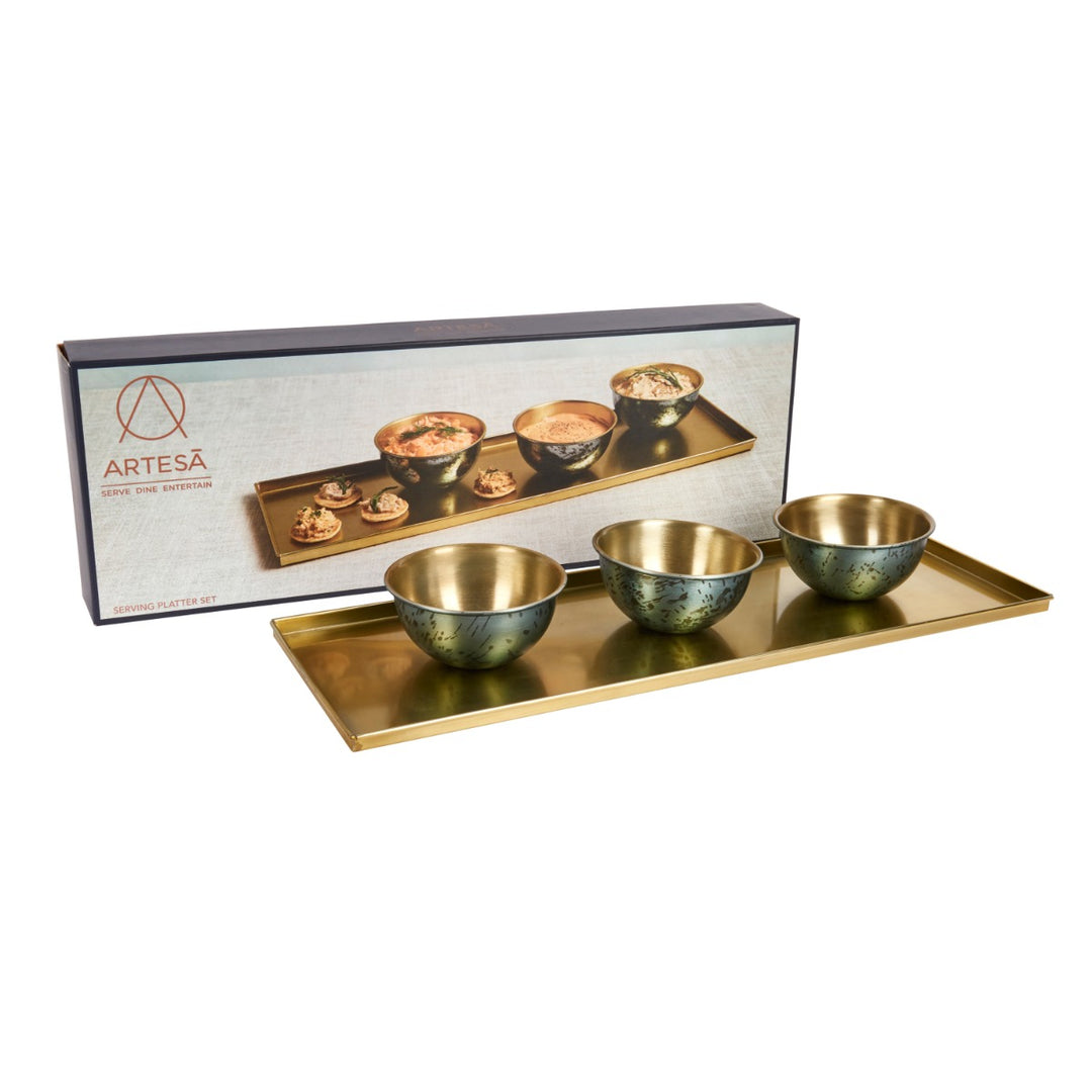 Artesà Brass Serving Platter & Bowls Set