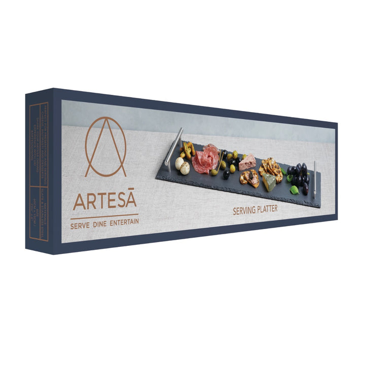 Artesà Slate Serving Platter with Silver Handles