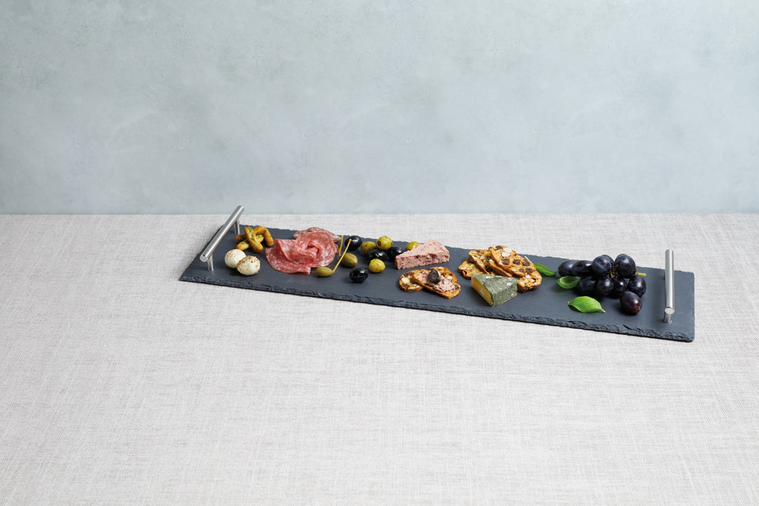 Artesà Slate Serving Platter with Silver Handles