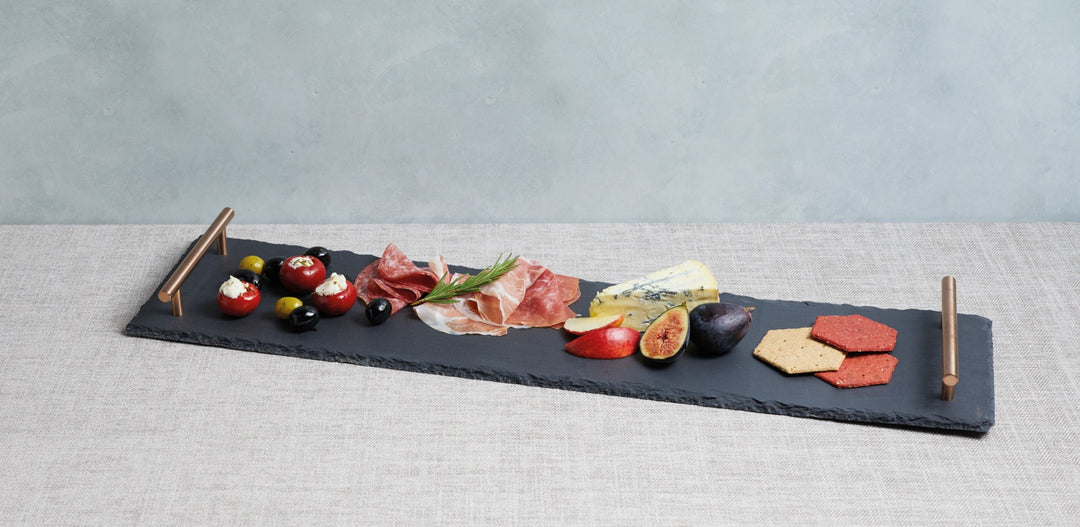 Artesà Slate Serving Platter with Copper Handles