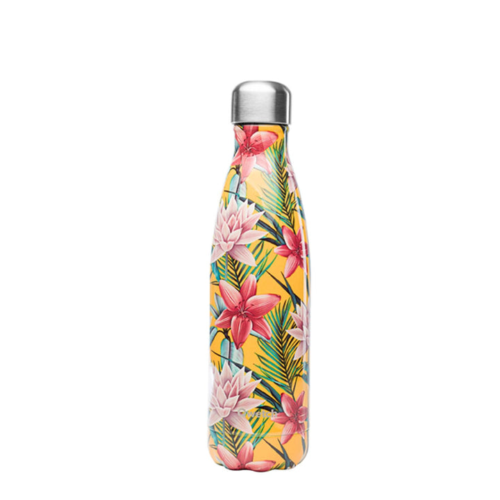Qwetch Insulated Stainless Steel Bottle - Tropical Yellow Flowers - 500ml