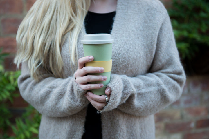  yellow and pink travel cup