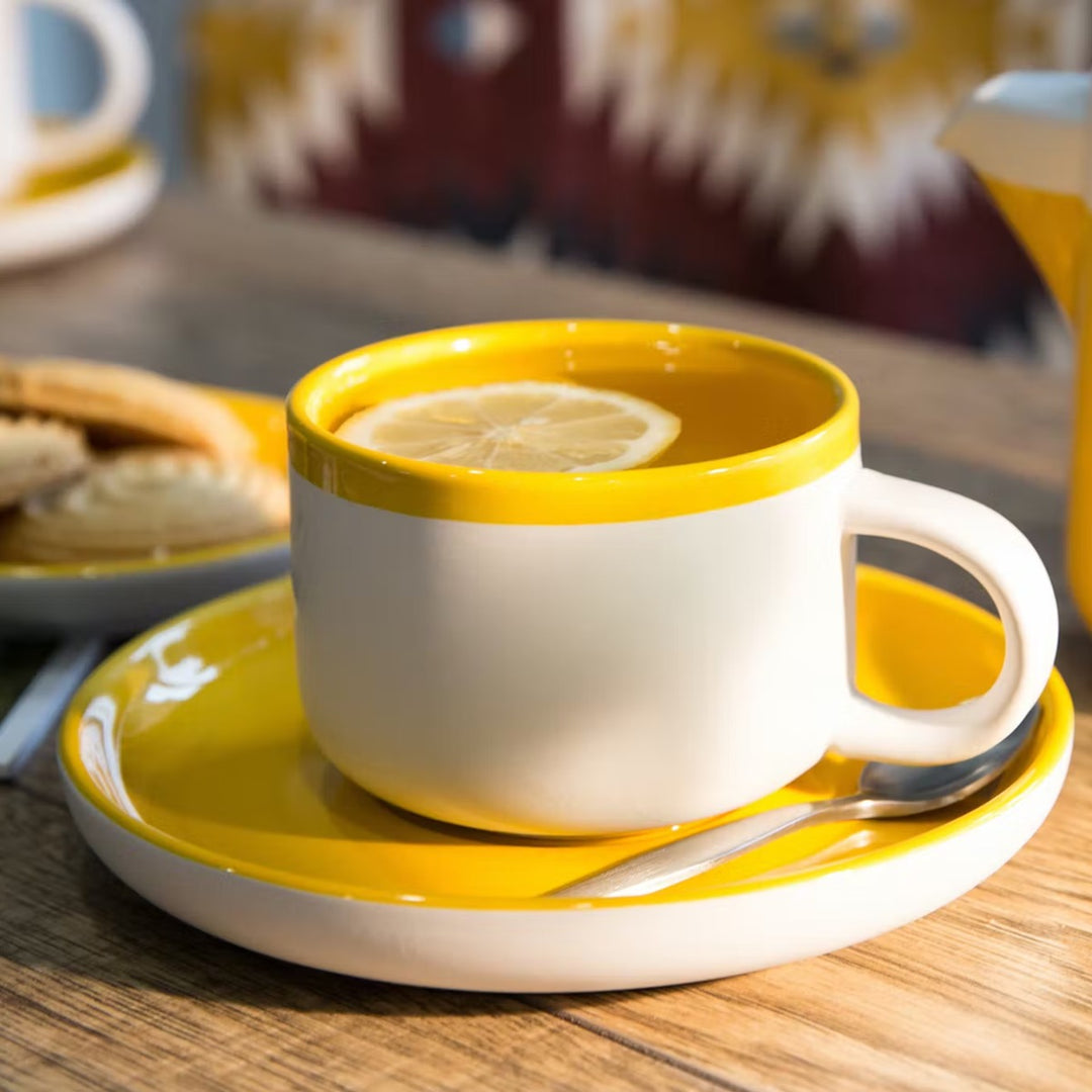 La Cafetiére Barcelona Tea Cup & Saucer - Mustard