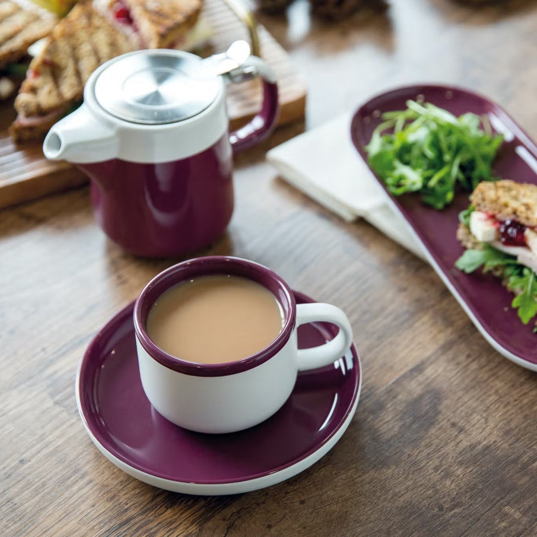 La Cafetiére Barcelona Tea Cup & Saucer - Plum
