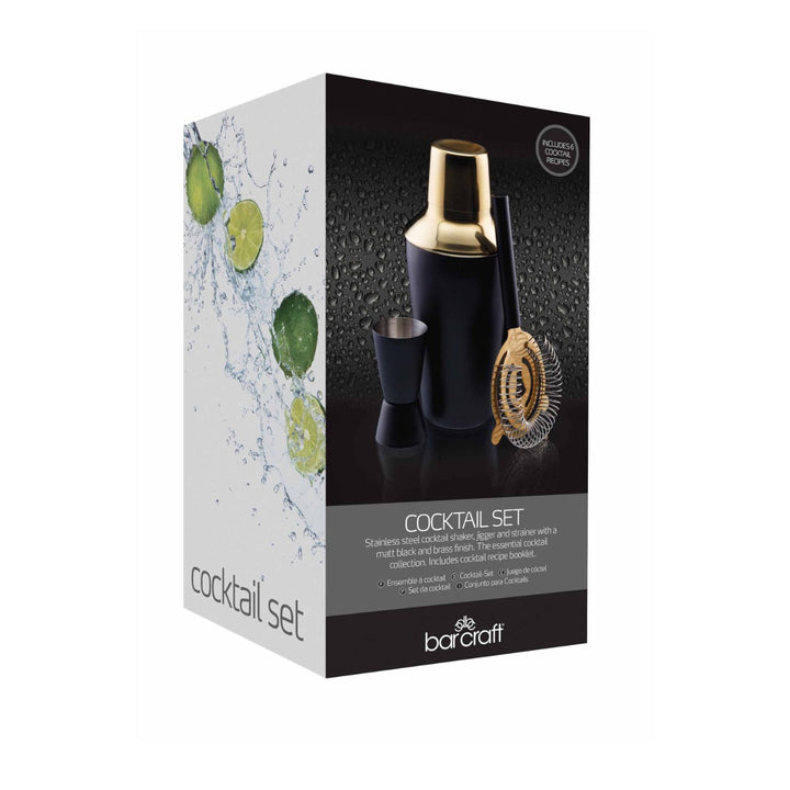 BarCraft Black & Brass Cocktail Set