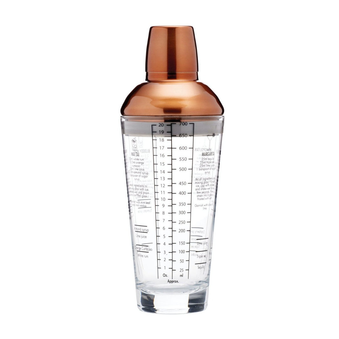 BarCraft Boston Glass & Copper Cocktail Shaker