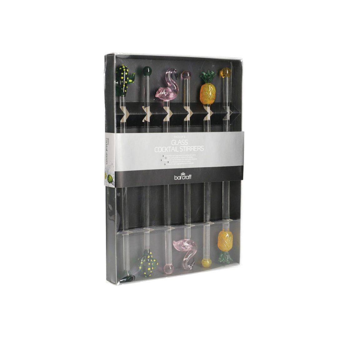 BarCraft Tropical Glass Cocktail Stirrers Set