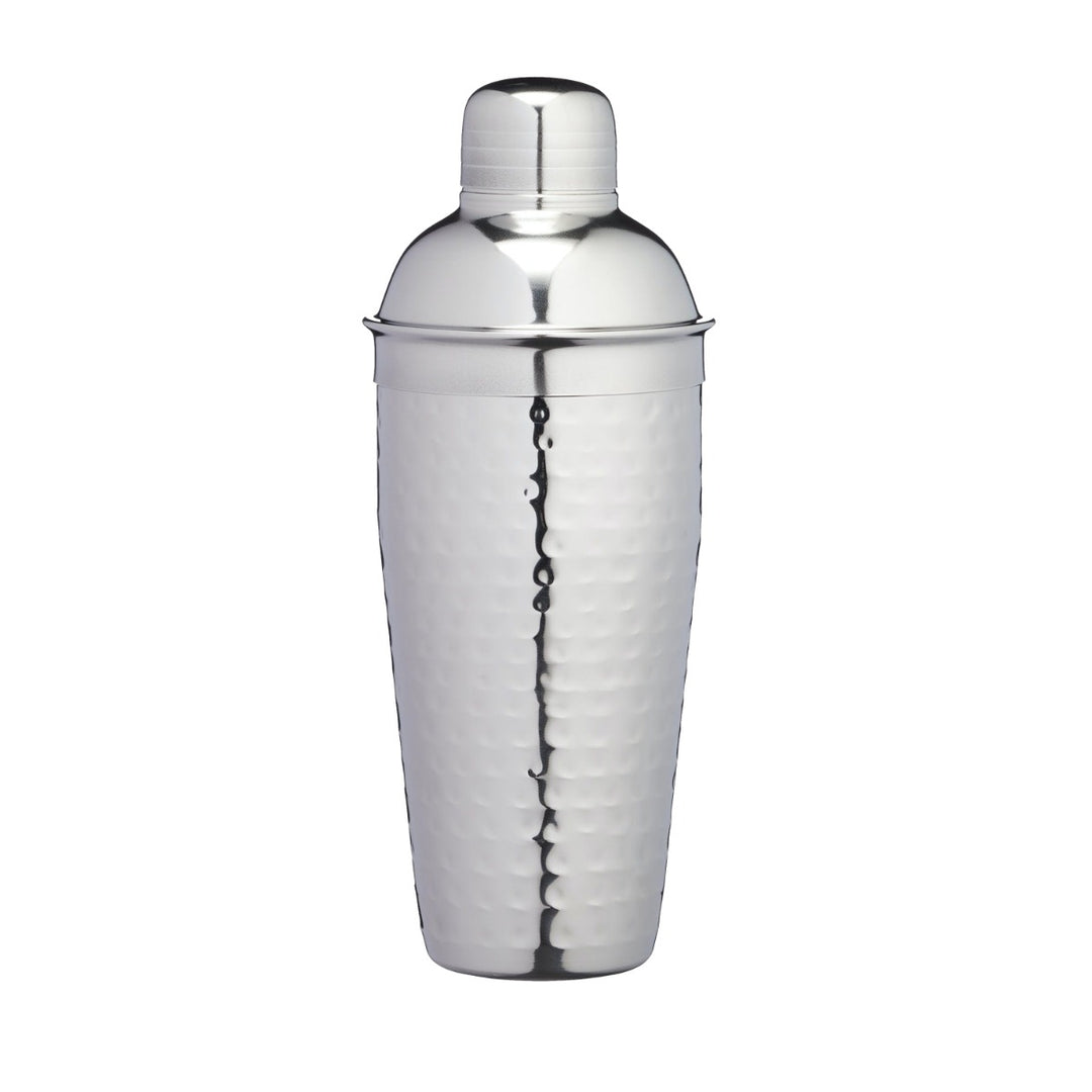 BarCraft Hammered-Steel Silver Cocktail Shaker