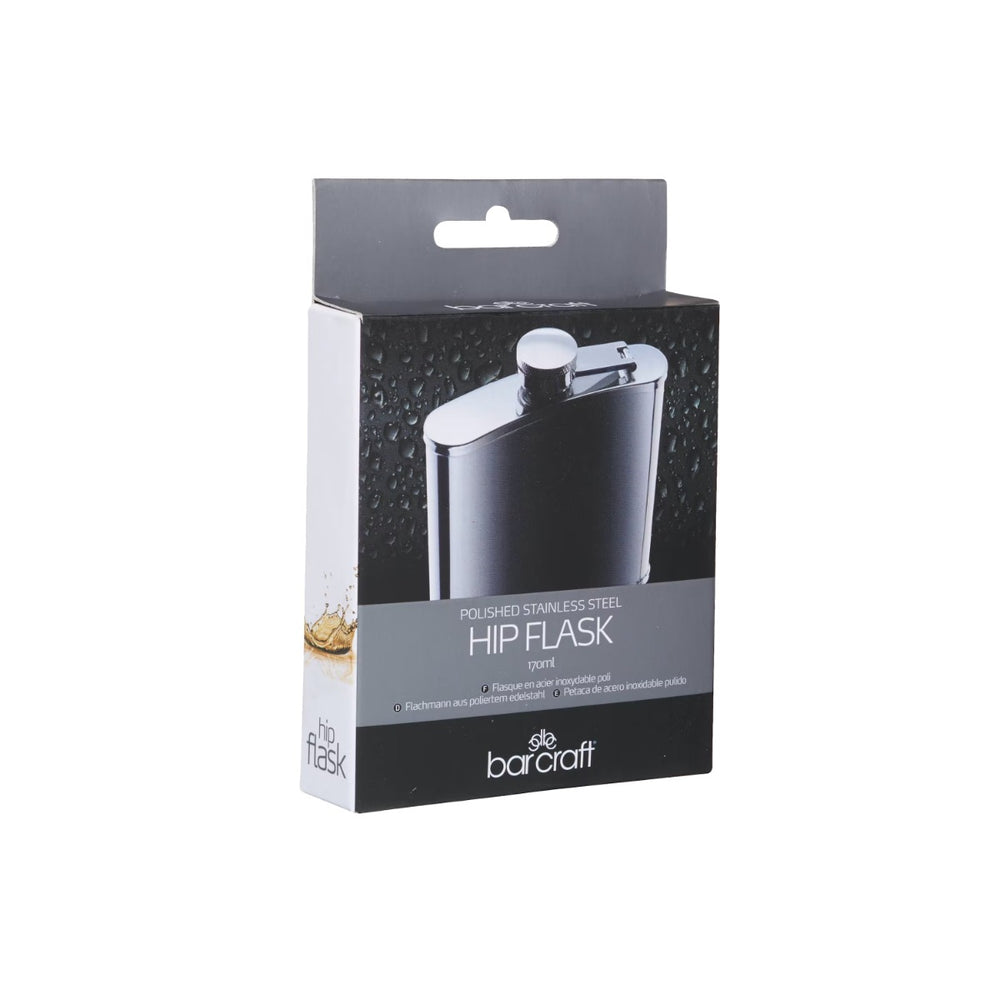  lightweight stainless steel hip flask for storing spirits - with a 170ml capacity