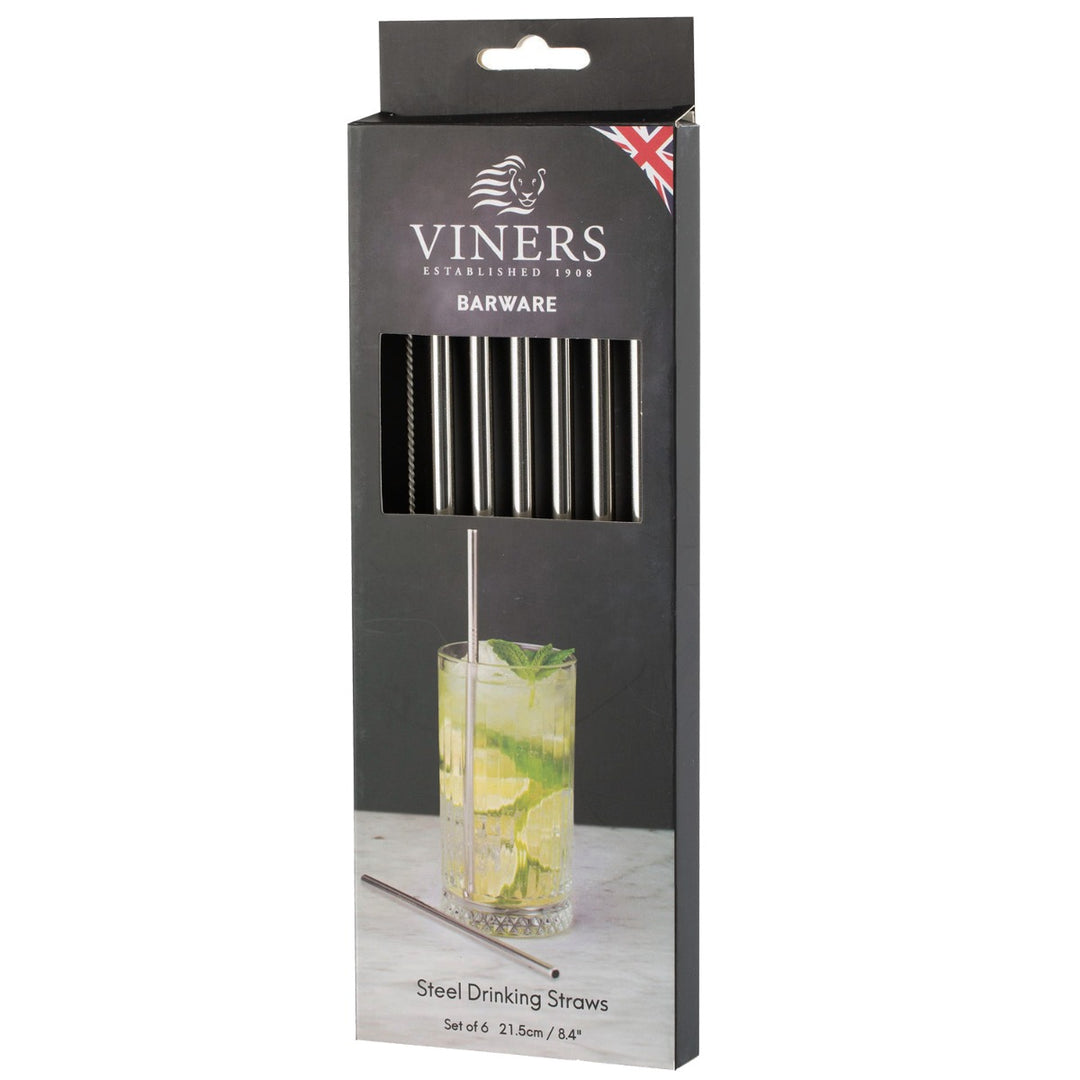 Viners Barware Long Metal Drinking Straws
