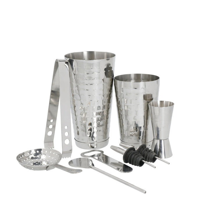 BarCraft Boston Hammered-Steel Cocktail Maker Set