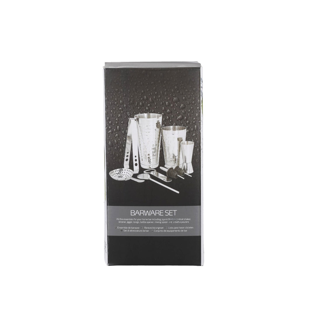 BarCraft Boston Hammered-Steel Cocktail Maker Set