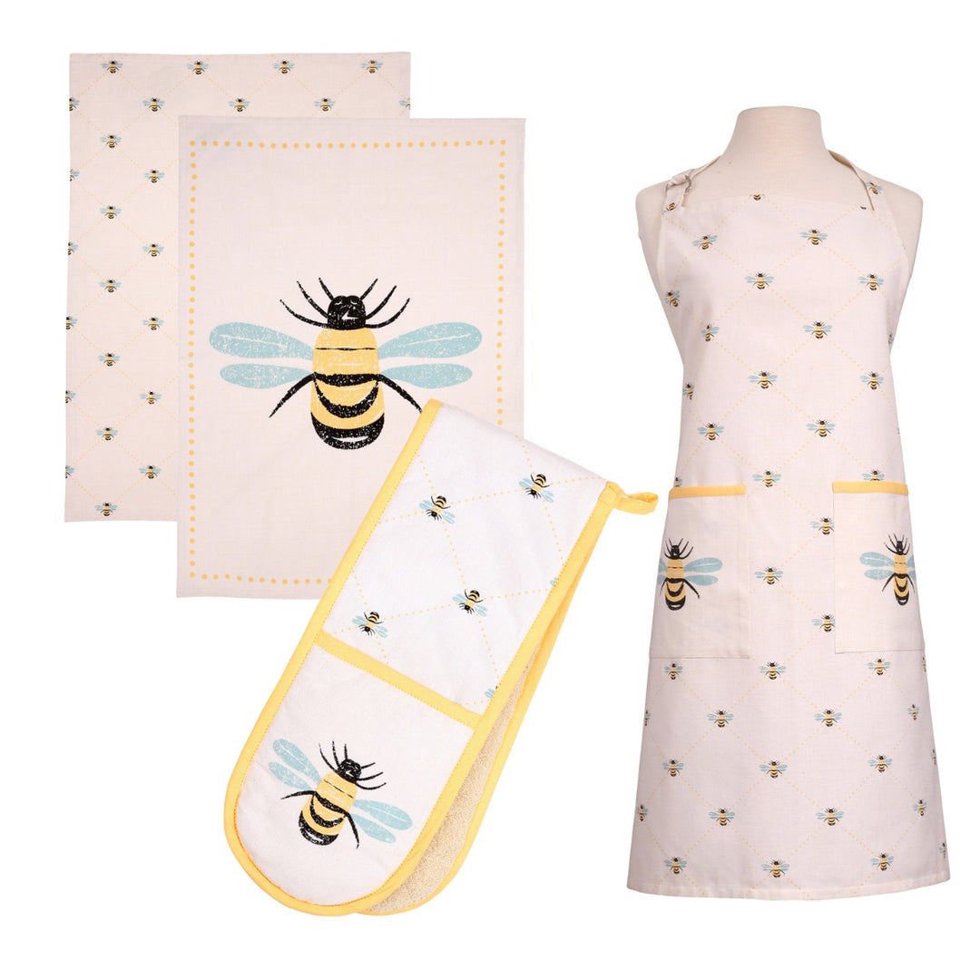 Dexam Bees Knees Apron, Tea Towels & Double Oven Glove Set