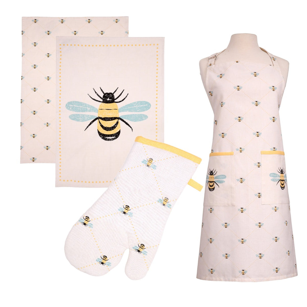 Dexam Bees Knees Apron, Tea Towels & Oven Gauntlet Set