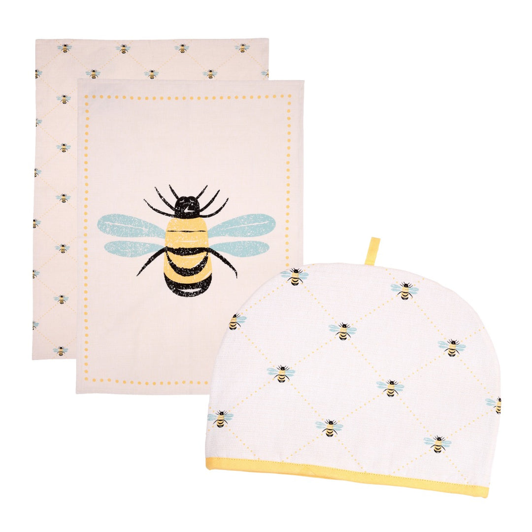 Dexam Bees Knees Tea Towels & 6 Cup Tea Cosy Set