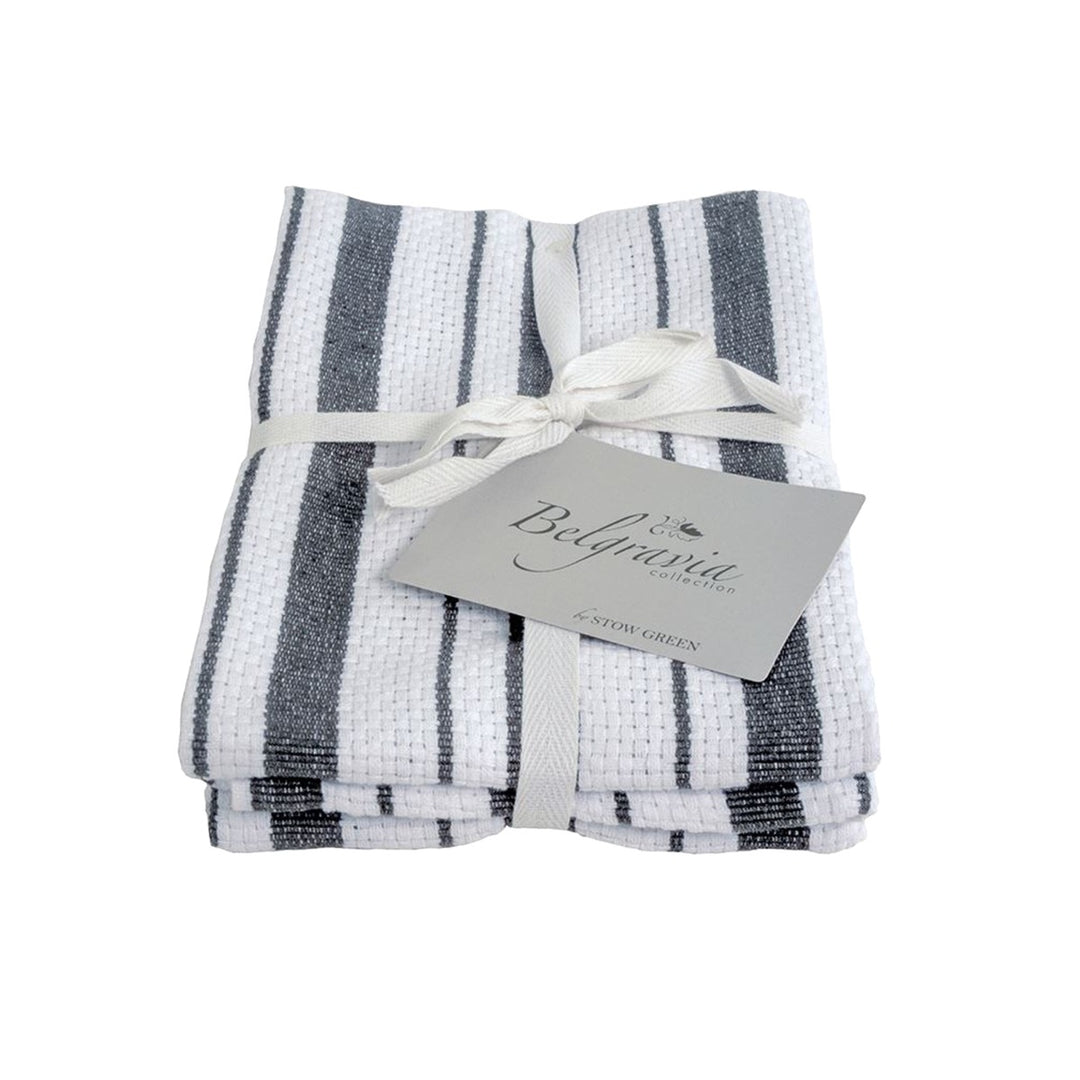Stow Green Belgravia Stripe Tea Towel Set - Grey