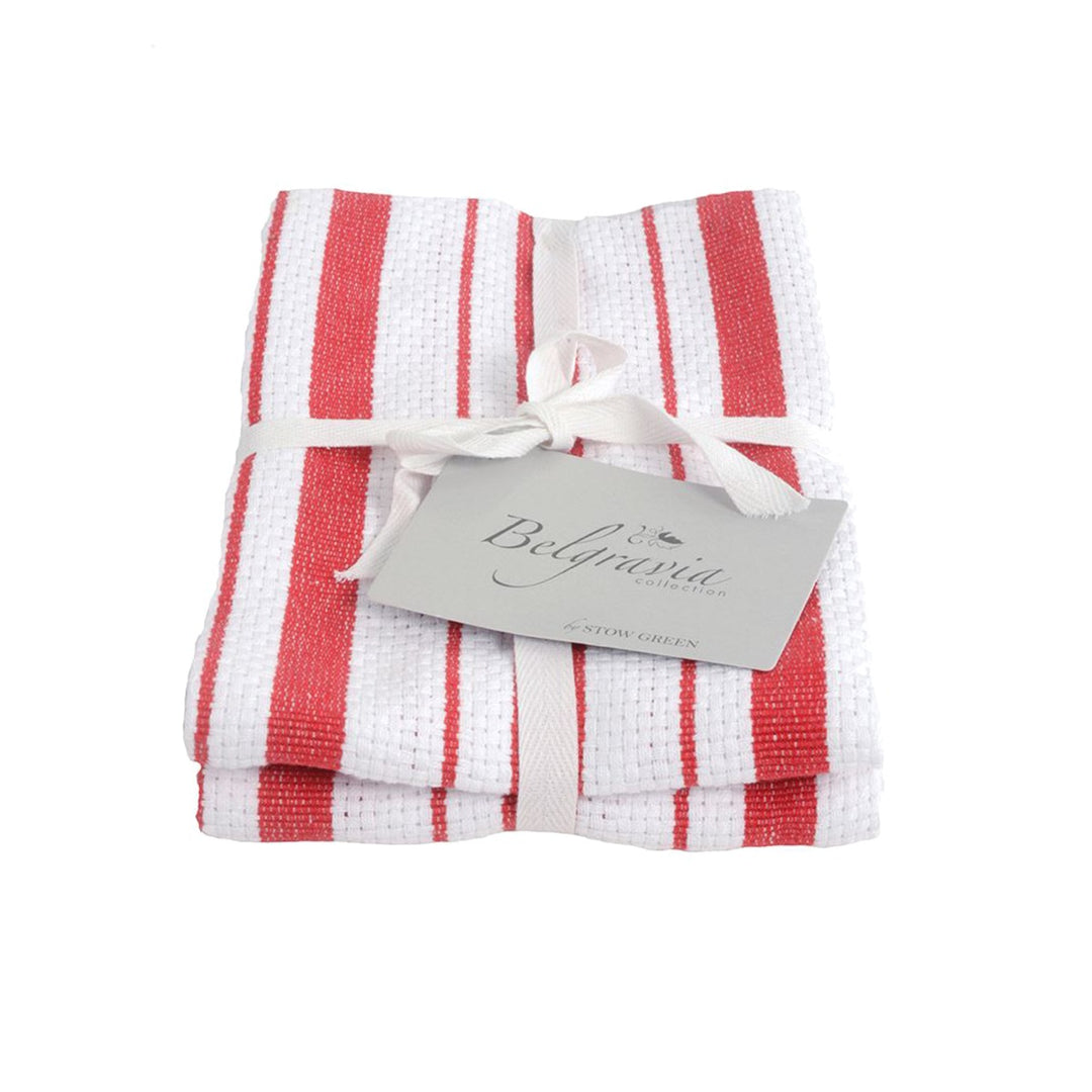 Stow Green Belgravia Stripe Tea Towel Set - Red
