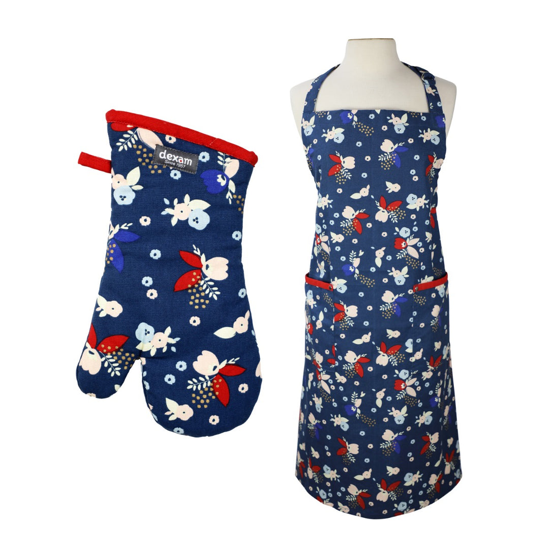 Dexam Indigo Bloom Apron & Oven Gauntlet Set