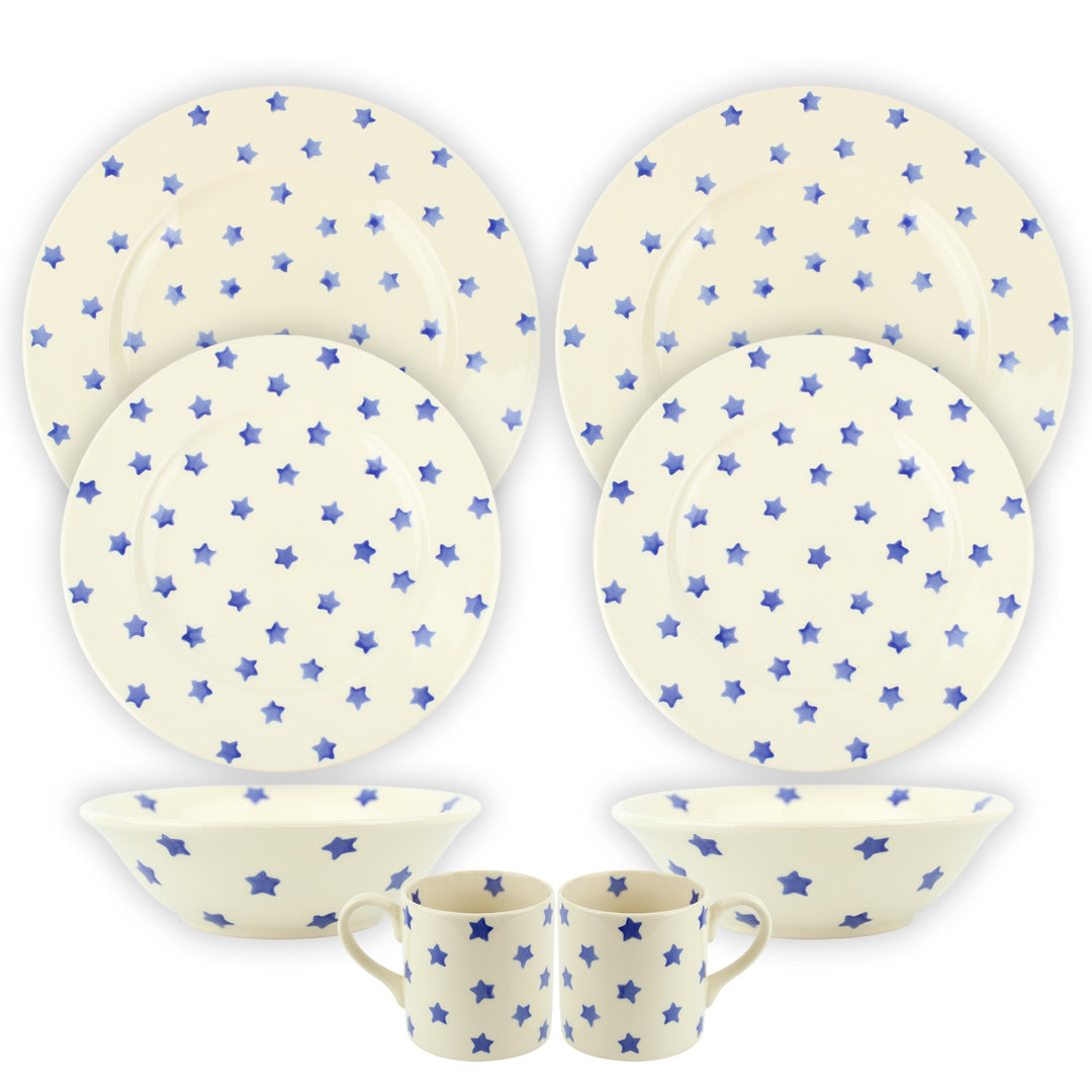 Haselbury Blue Stars Dinnerware Set with Mugs