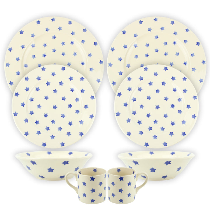 Haselbury Blue Stars Dinnerware Set with Mugs