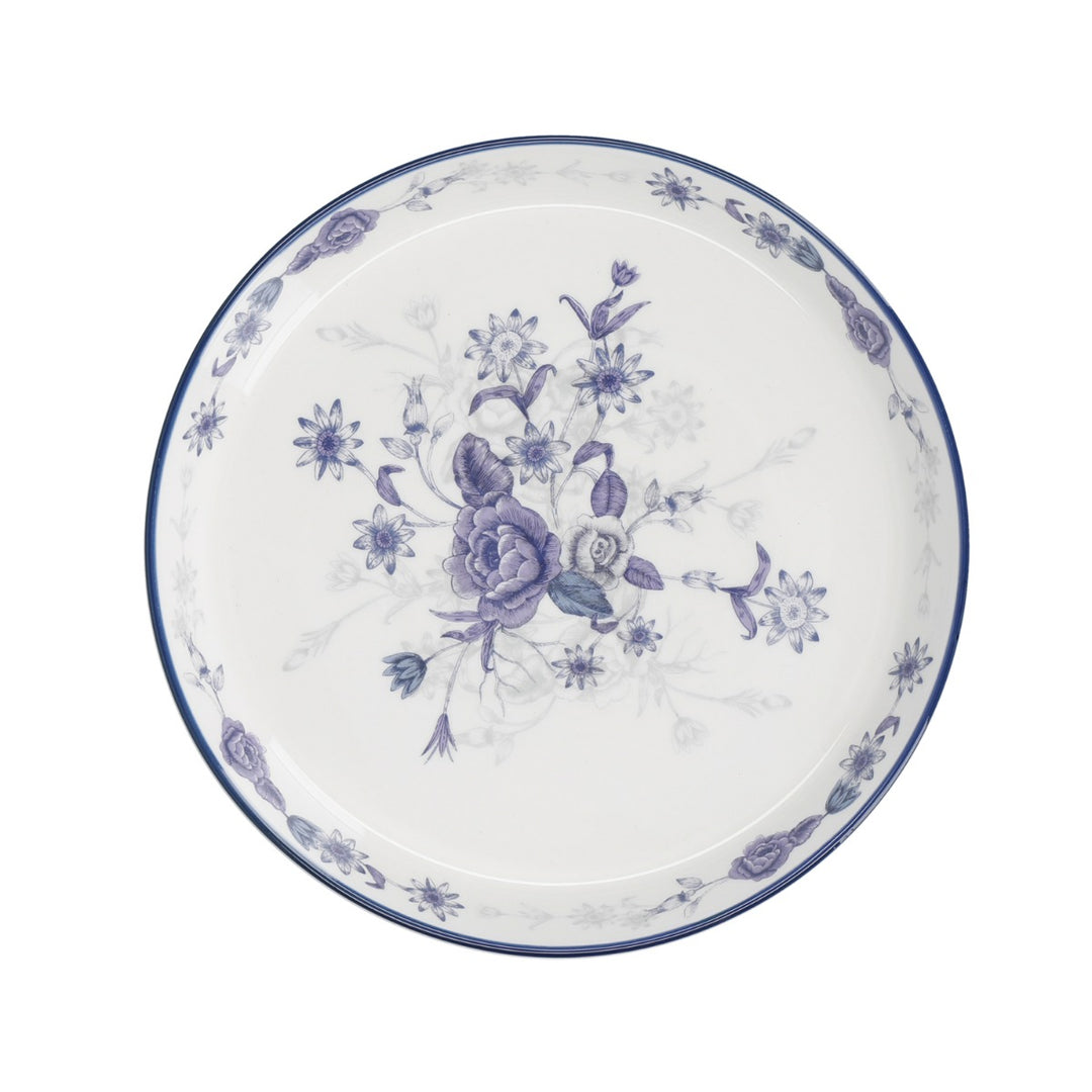 London Pottery Blue Rose Ceramic Cake Plate