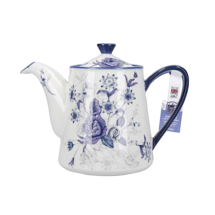 London Pottery Blue Rose Ceramic Teapot - 4 Cup