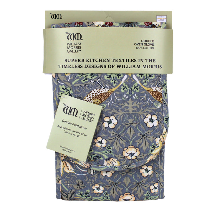 Le Chateau William Morris Strawberry Thief Double Oven Glove - Blue