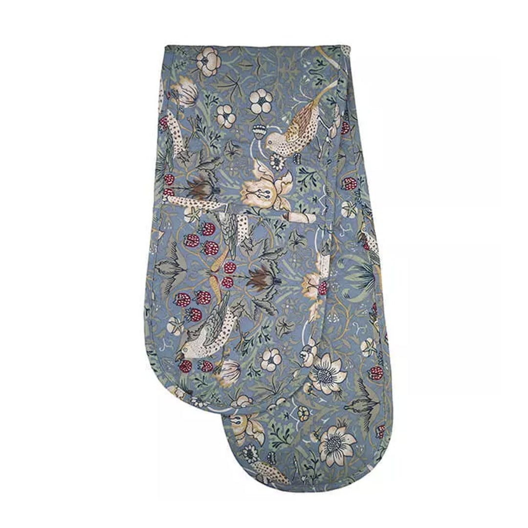 Le Chateau William Morris Strawberry Thief Double Oven Glove - Blue