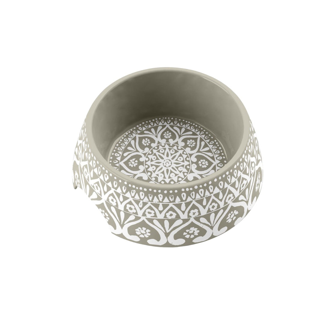Boho Medallion Taupe Melamine Pet Bowl - Medium