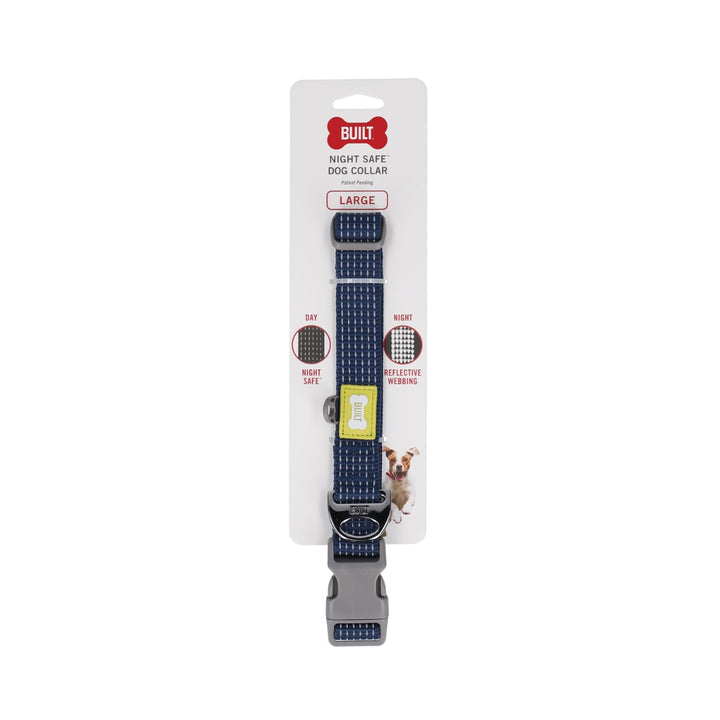 BUILT Pet NightSafe Blue Reflective Collar - 3 Sizes
