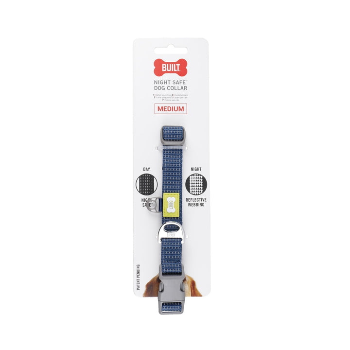 BUILT Pet NightSafe Blue Reflective Collar - 3 Sizes