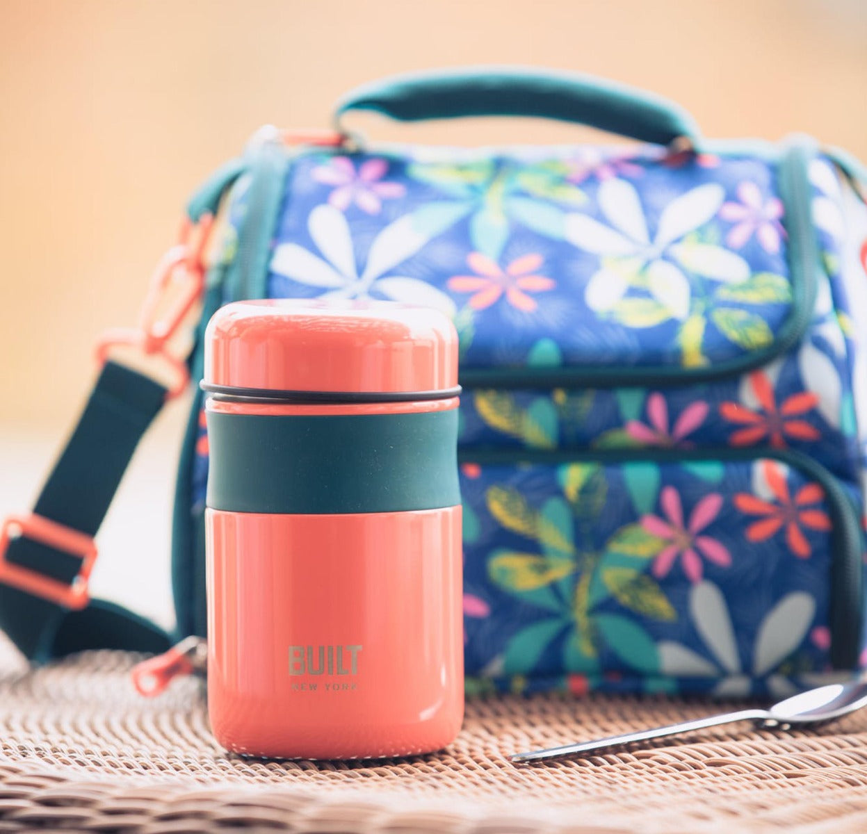 Orange metal food caddy