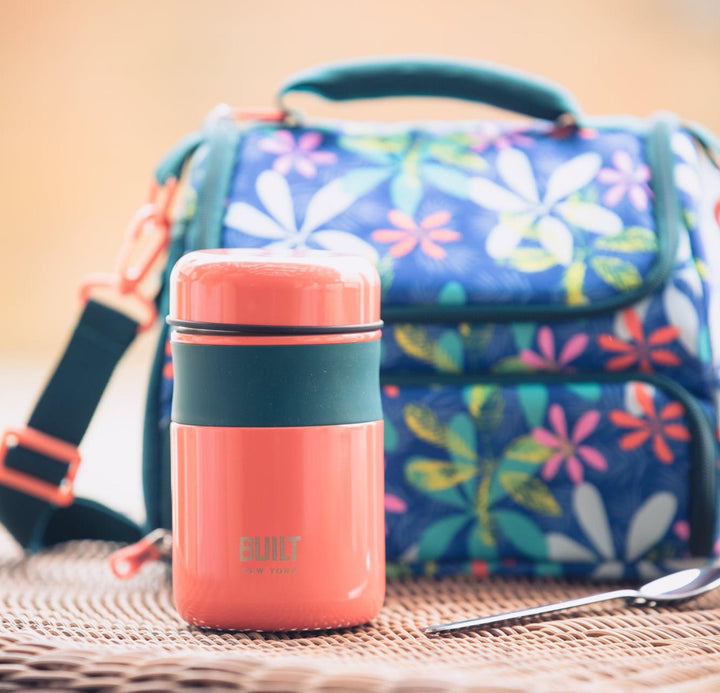 Orange metal food caddy