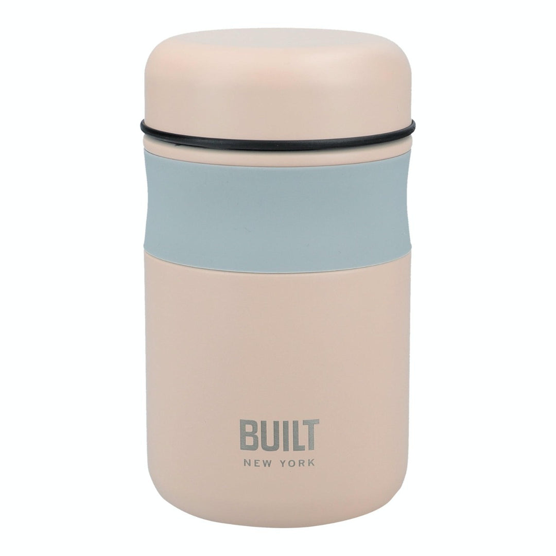 Eco-friendly pink food canister for lunch time meals on the go