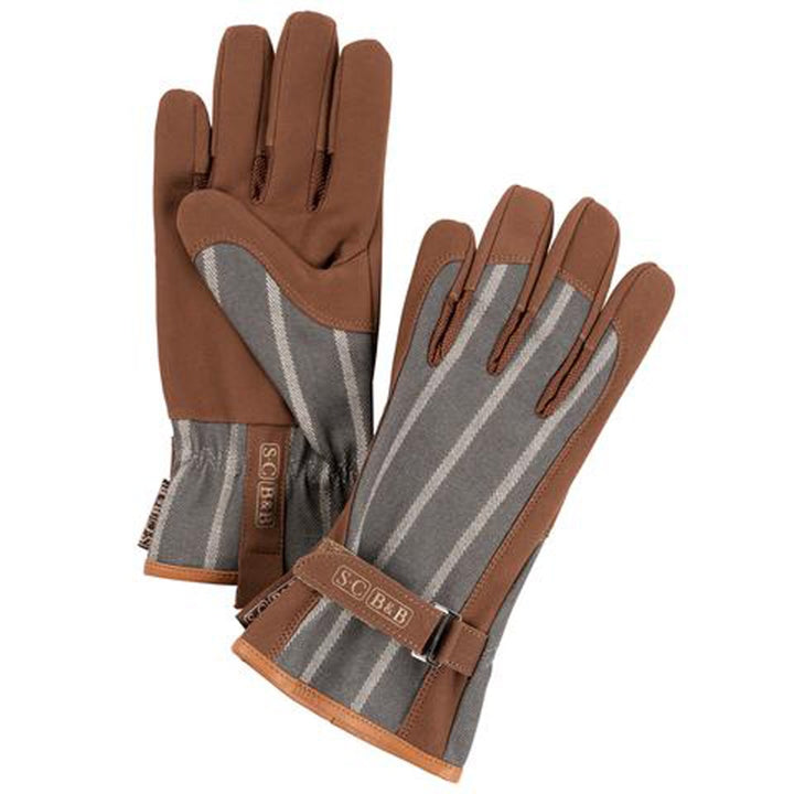 Sophie Conran 'Everyday' Striped Gardening Gloves - Grey Ticking