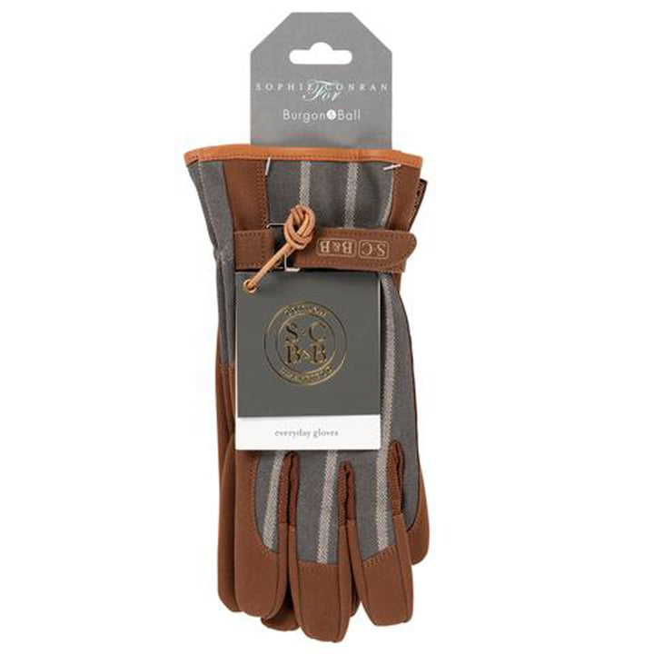 Sophie Conran 'Everyday' Striped Gardening Gloves - Grey Ticking