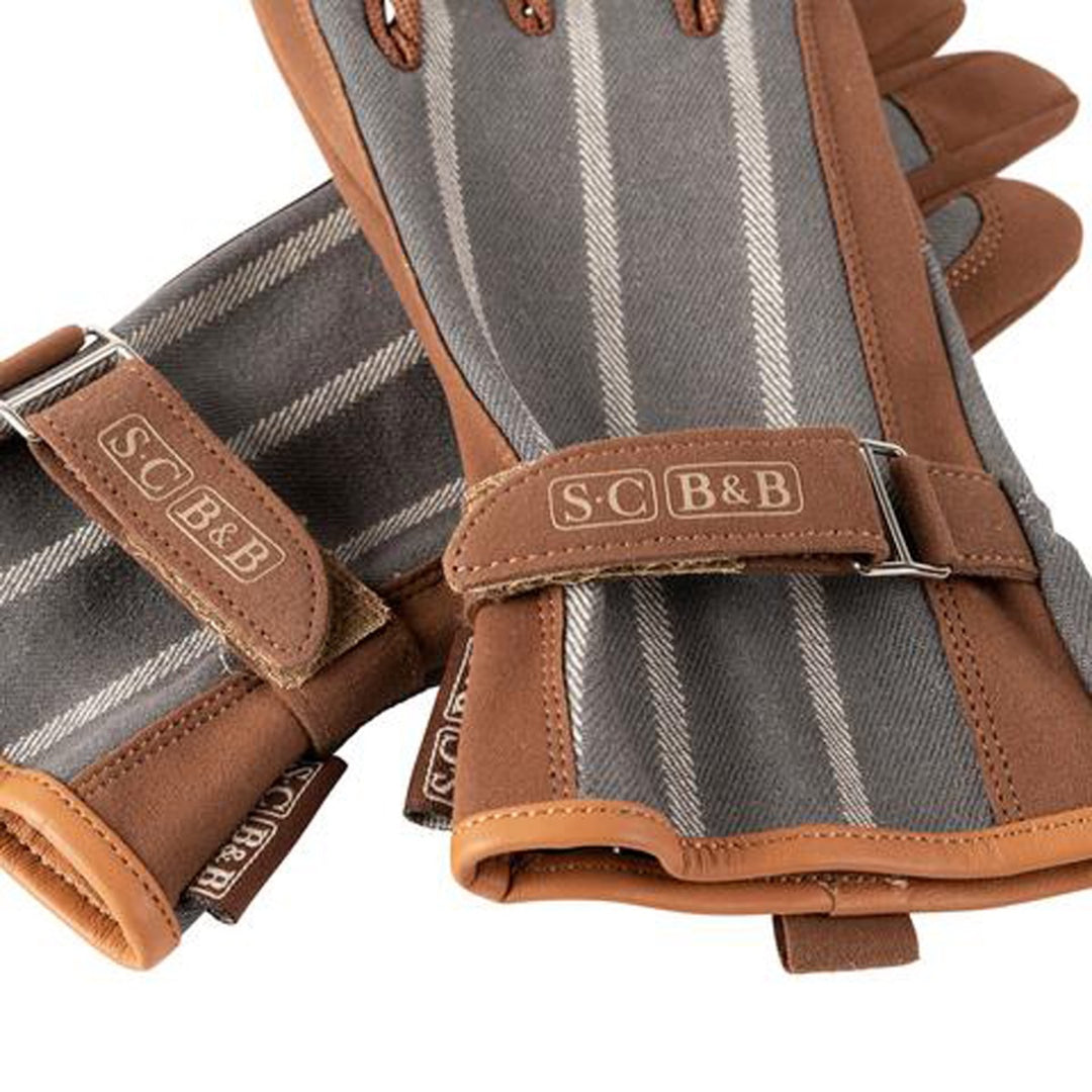 Sophie Conran 'Everyday' Striped Gardening Gloves - Grey Ticking