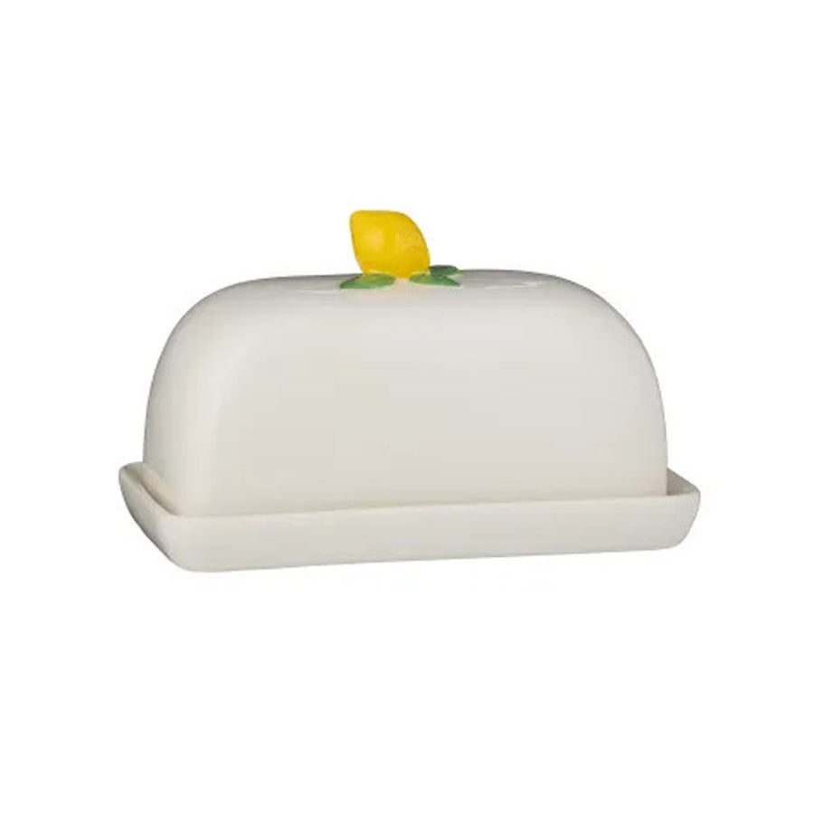 Cream butter dish with 3D lemon-shaped handle
