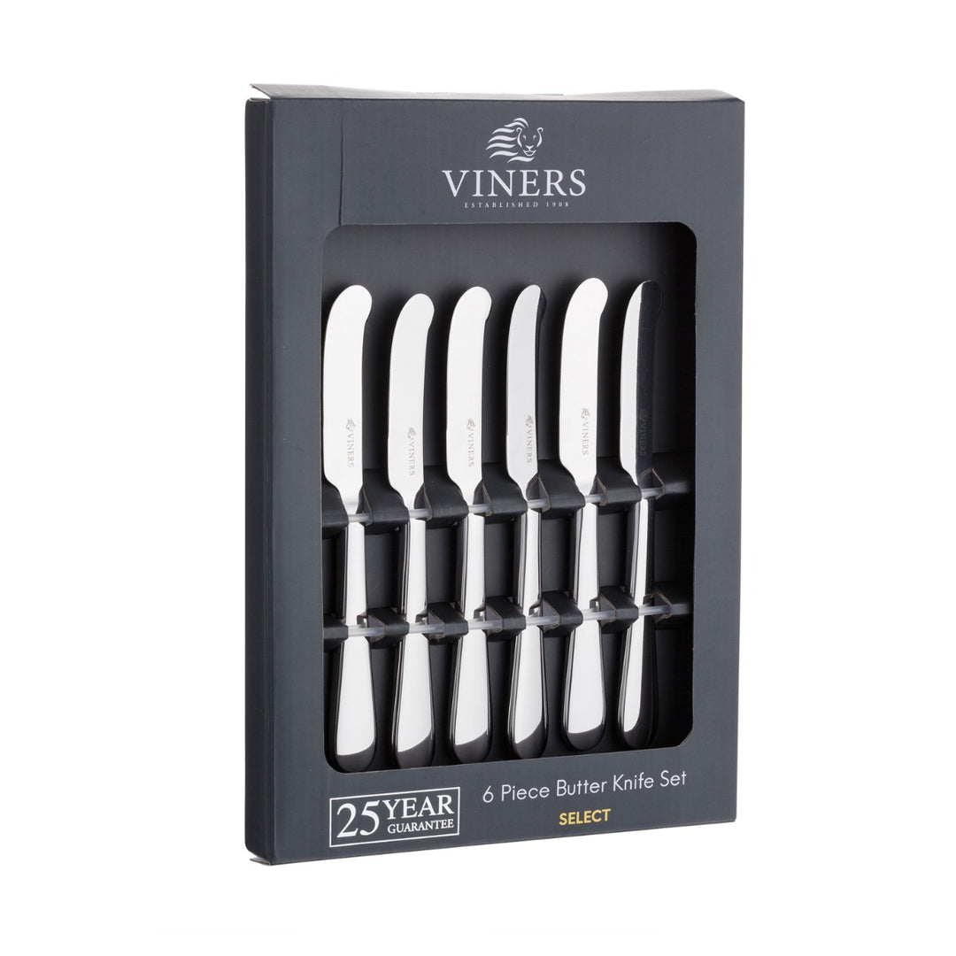 Gift box of mirror finished stainless steel butter knives for spreading