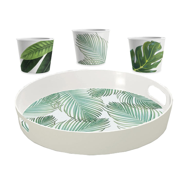 Amazon Floral Melamine 4 Piece Ice-Cream Bowls & Tray Set