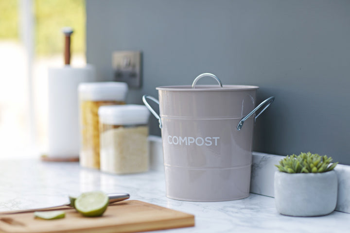 Metal Compost Pail - Coffee