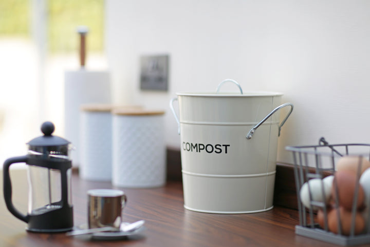 Metal Compost Pail - Cream